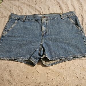 Blue Jean Shorts with Relaxed Fit and Clean Hem